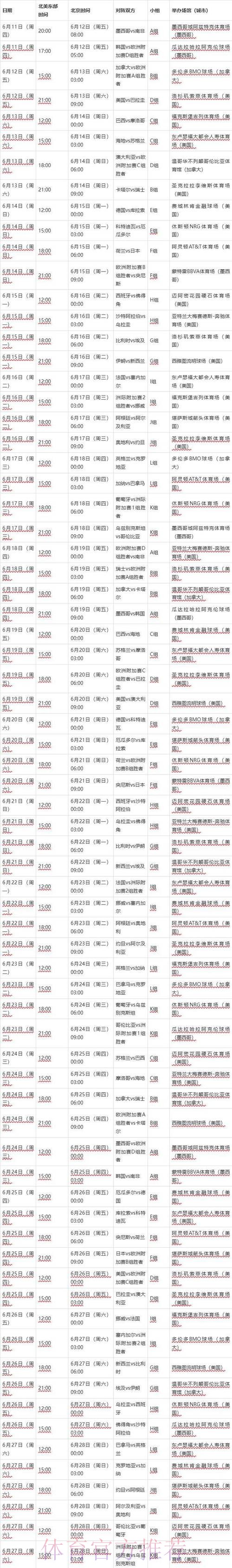 2026世界杯比赛时间实时更新最新时间表查询入口